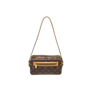 LOUIS VUITTON Pochette Cite One Shoulder Hobo Bag Monogram Canvas Brown Leather